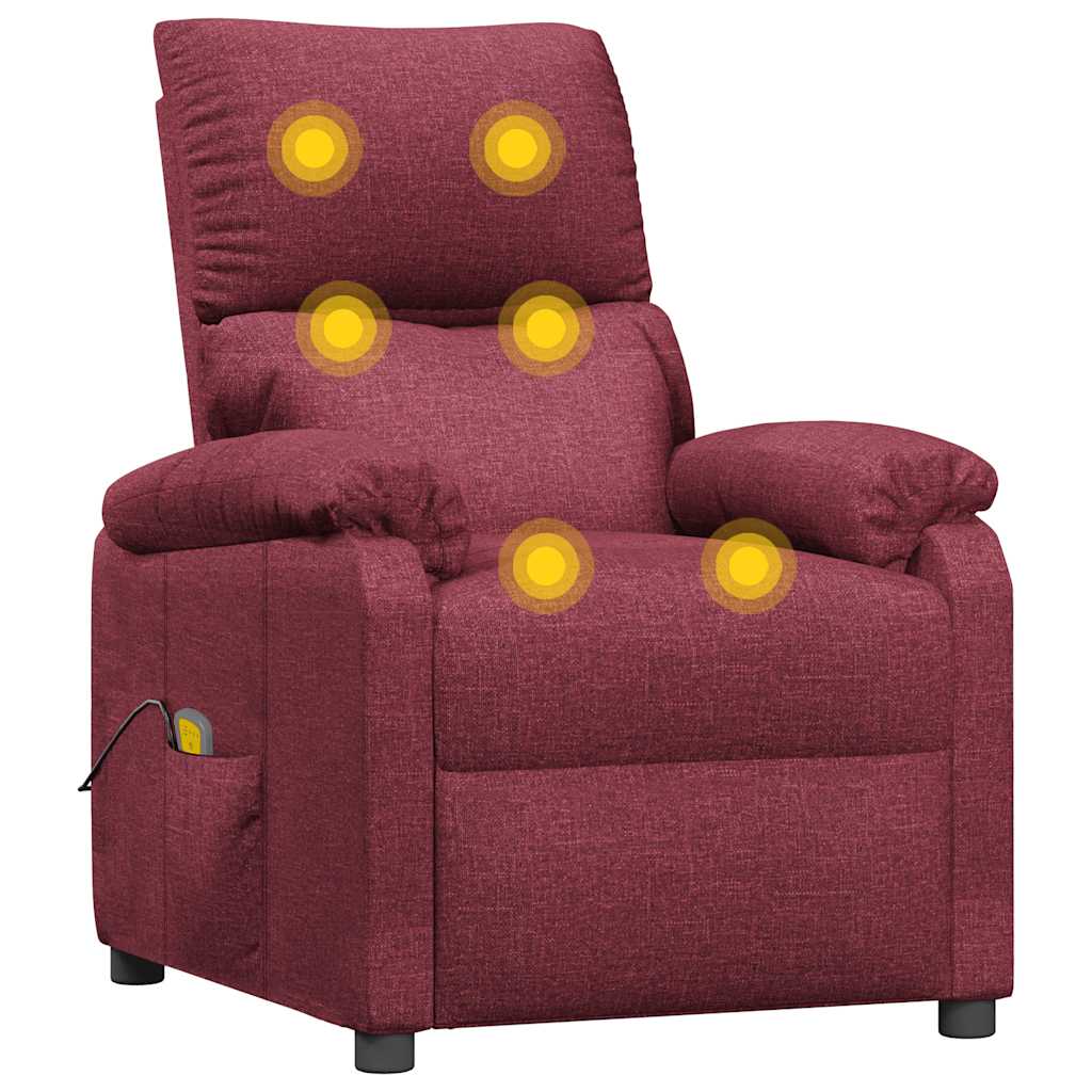 vidaXL Massage Chair Wine Red Fabric