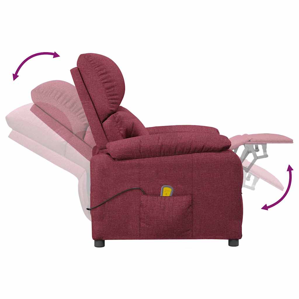 vidaXL Massage Chair Wine Red Fabric