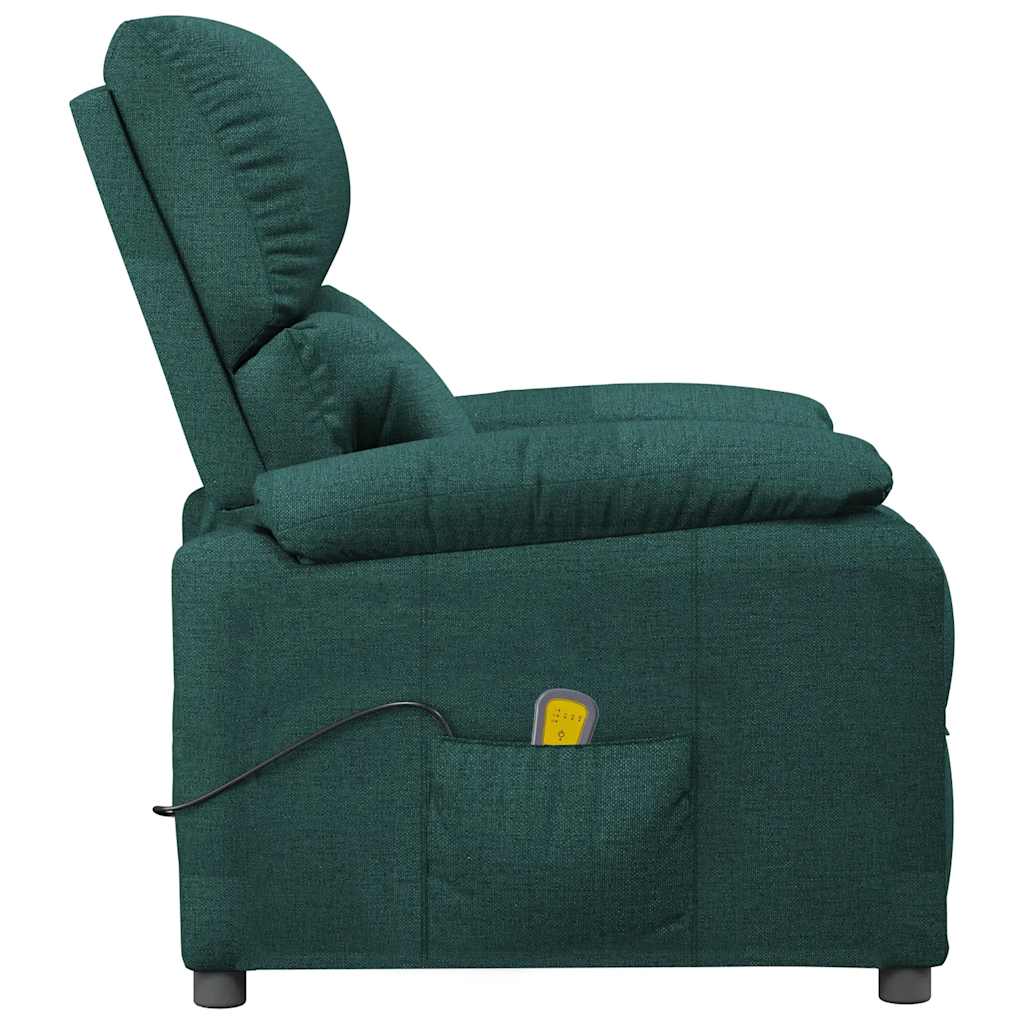 vidaXL Massage Chair Dark Green Fabric
