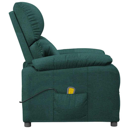 vidaXL Massage Chair Dark Green Fabric