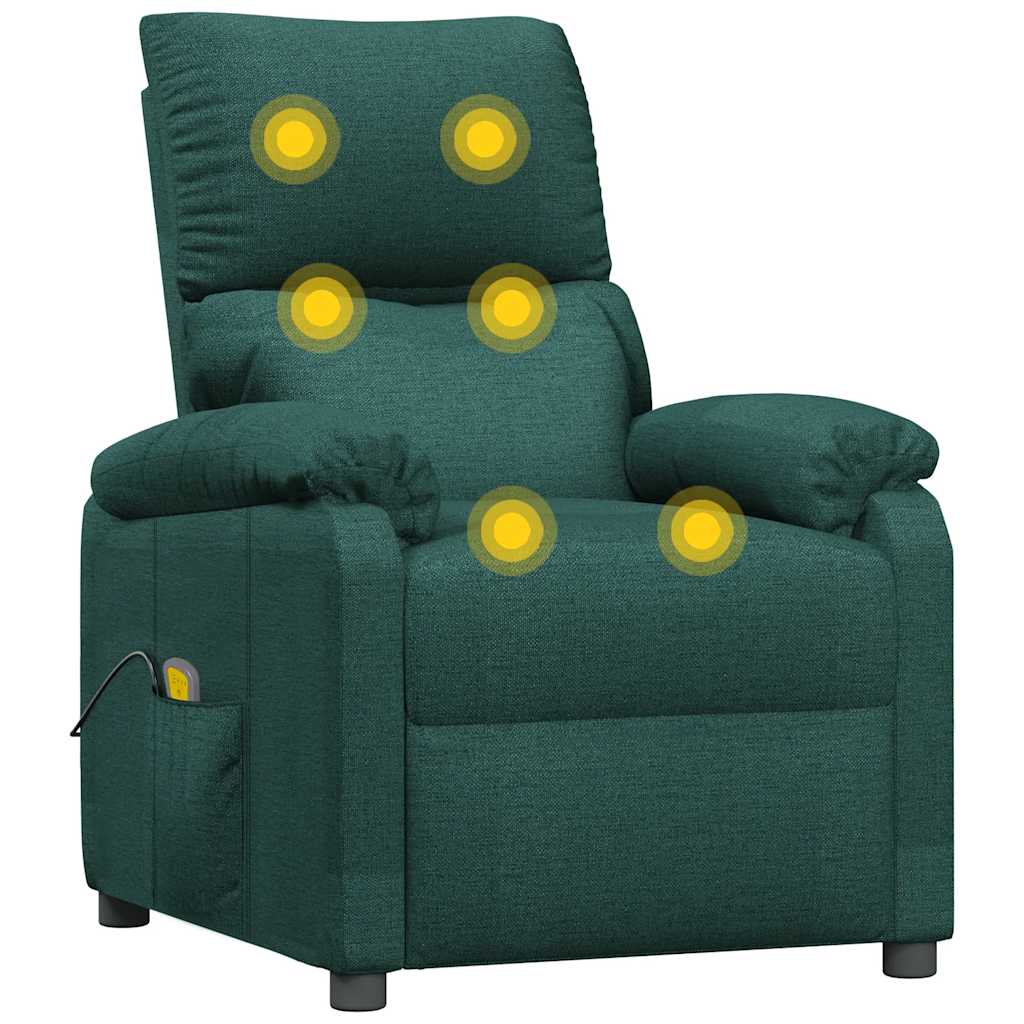 vidaXL Massage Chair Dark Green Fabric