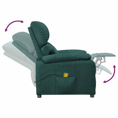 vidaXL Massage Chair Dark Green Fabric