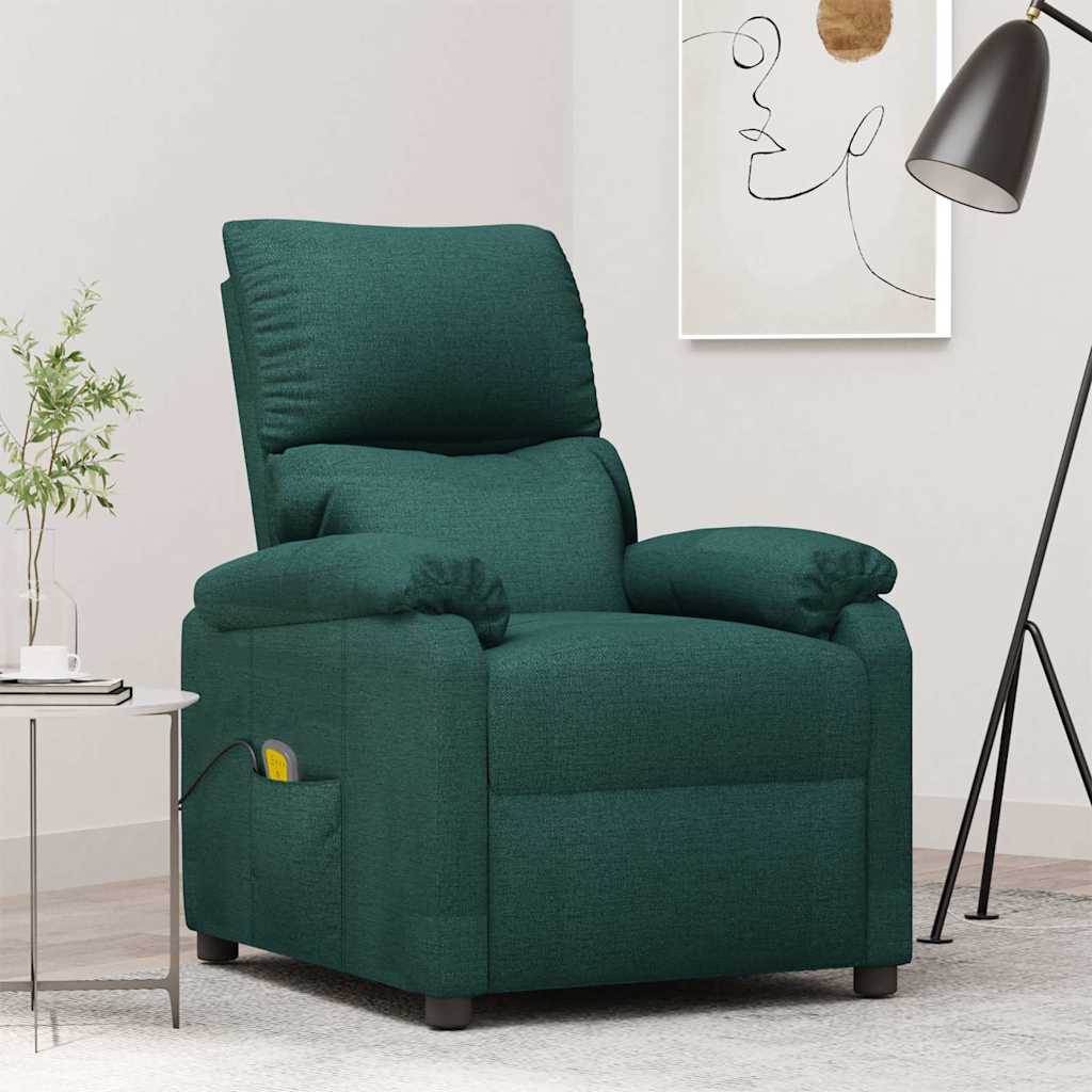vidaXL Massage Chair Dark Green Fabric