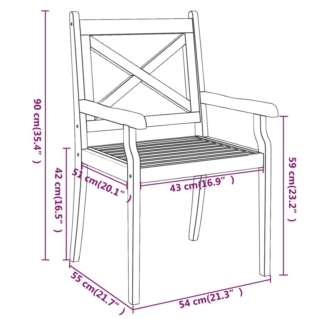vidaXL Dining Chair | Set of 4 | Natural Acacia