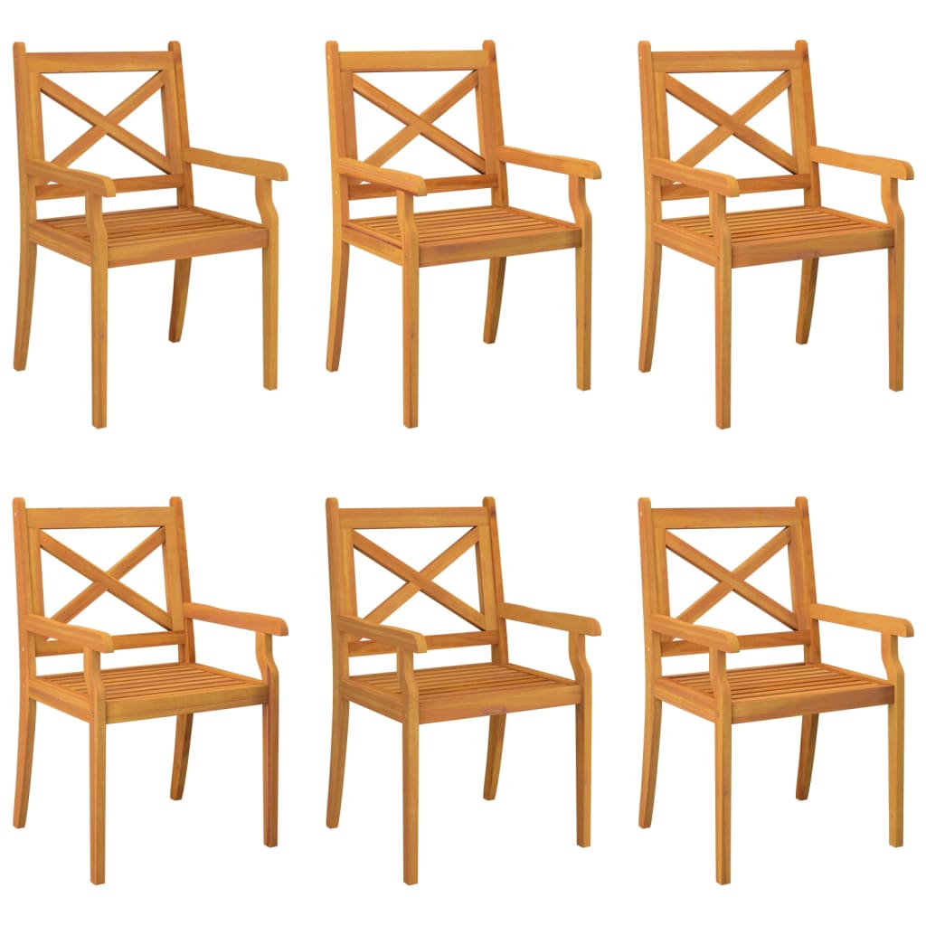 vidaXL Dining Chair | Set of 6 | Natural Wood | Solid acacia wood | Standard