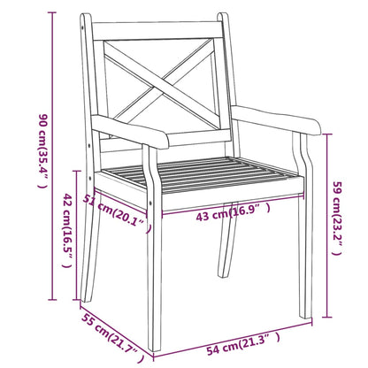 vidaXL Dining Chair | Set of 6 | Natural Wood | Solid acacia wood | Standard