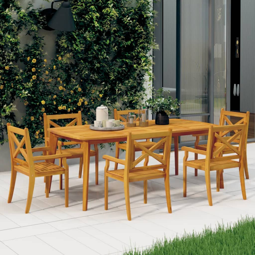 vidaXL Dining Chair | Set of 6 | Natural Wood | Solid acacia wood | Standard