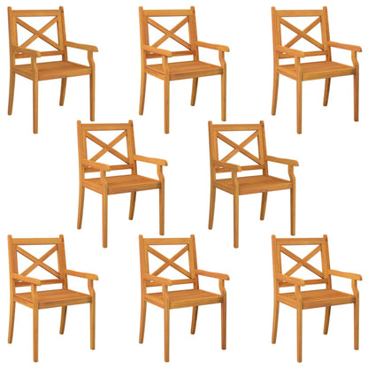 vidaXL Dining Chair | Set of 8 | Natural Wood | Solid acacia wood | Standard