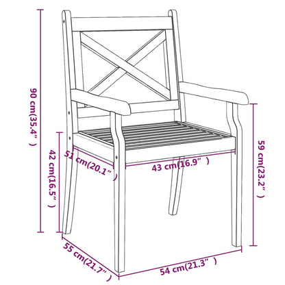 vidaXL Dining Chair | Set of 8 | Natural Wood | Solid acacia wood | Standard