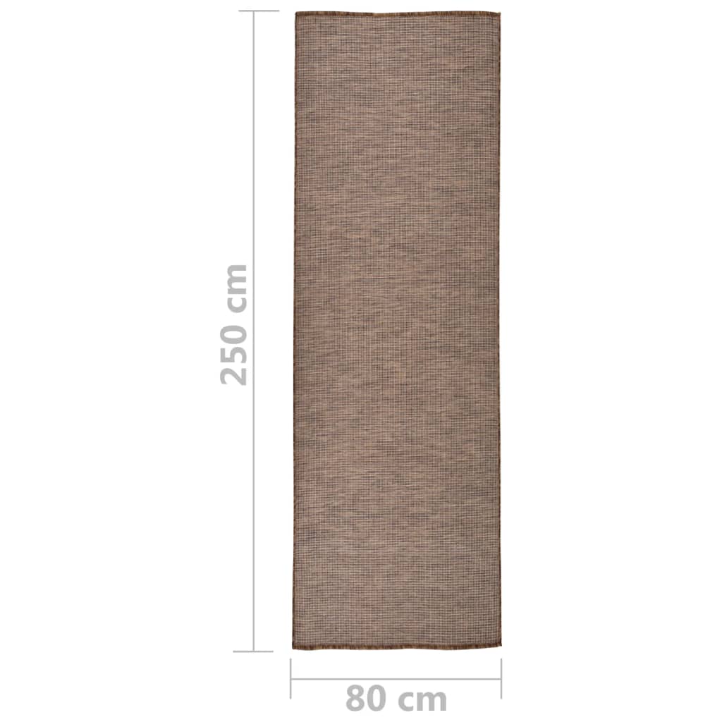 vidaXL Outdoor Flatweave Rug 80x250 cm Brown