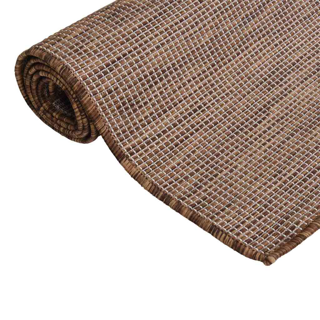 vidaXL Outdoor Flatweave Rug 120x170 cm Brown
