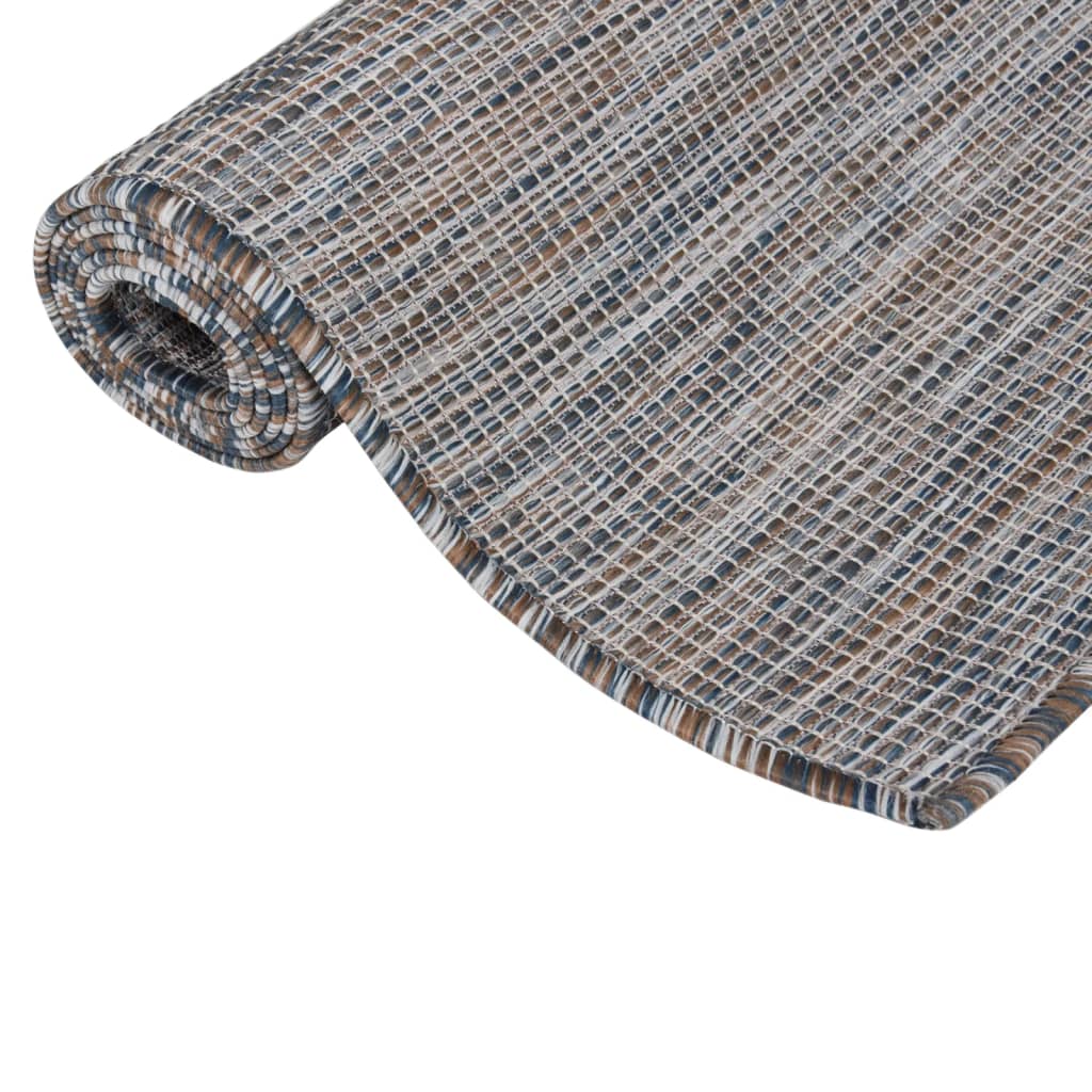 vidaXL Outdoor Flatweave Rug 80x150 cm Brown and Blue