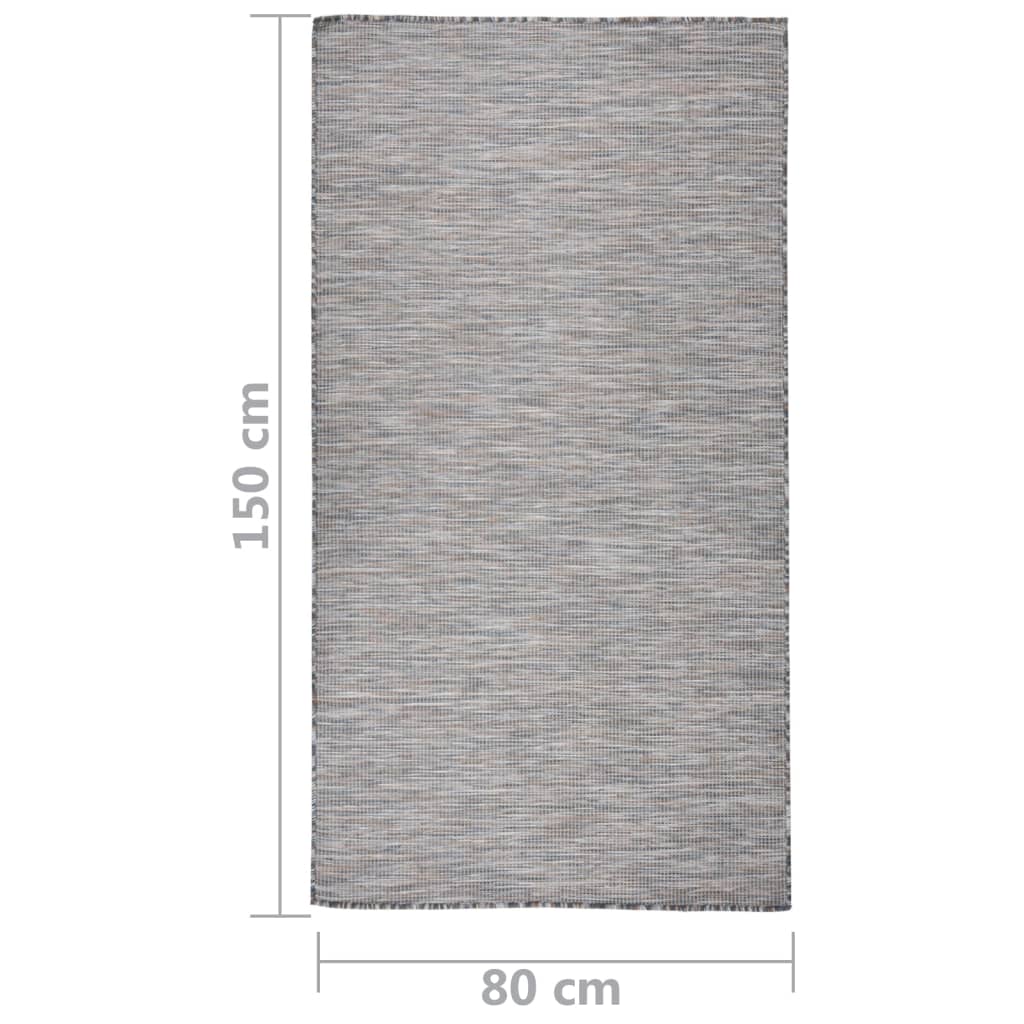 vidaXL Outdoor Flatweave Rug 80x150 cm Brown and Blue