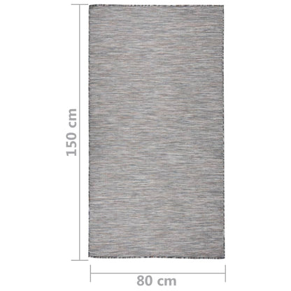 vidaXL Outdoor Flatweave Rug 80x150 cm Brown and Blue