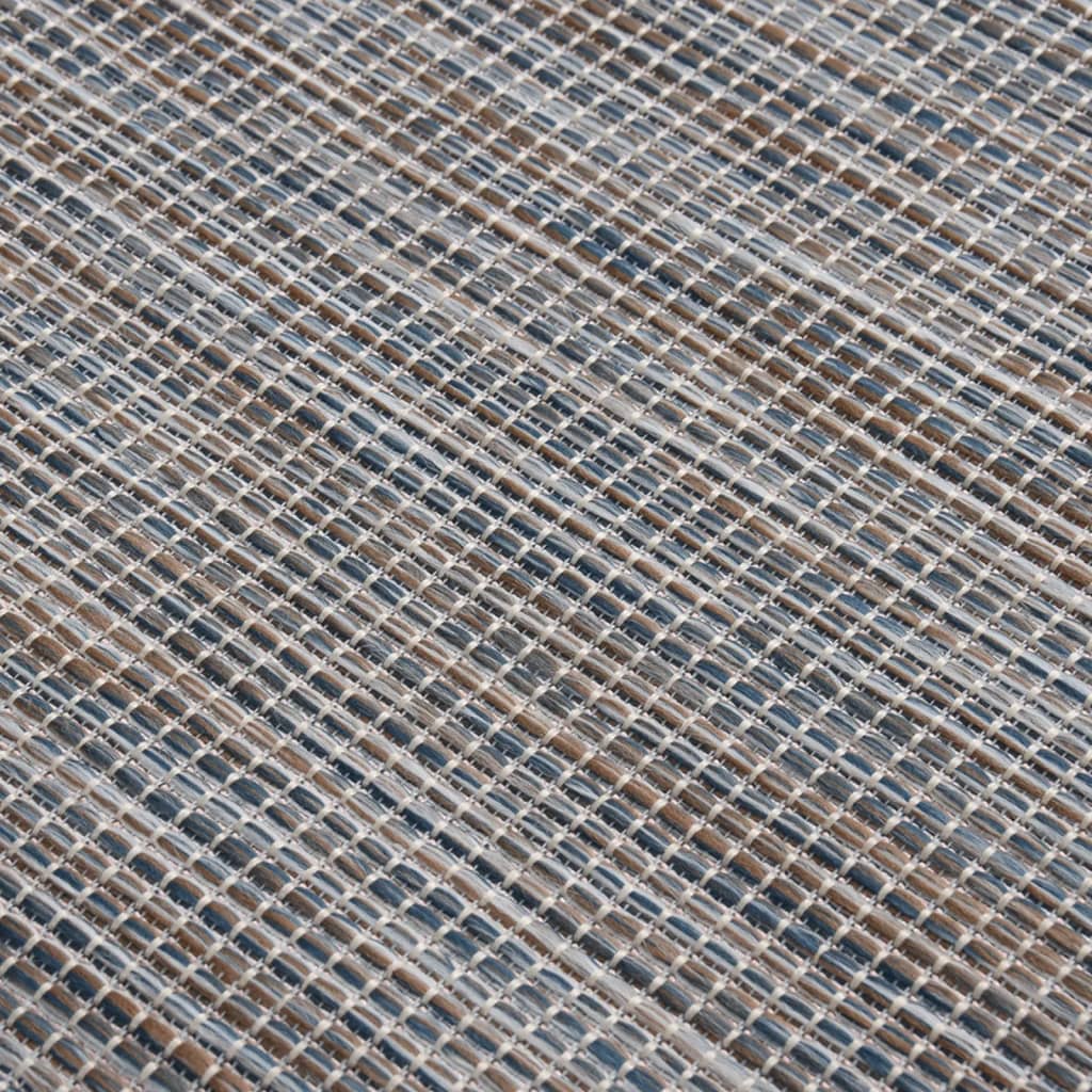 vidaXL Outdoor Flatweave Rug 80x250 cm Brown and Blue