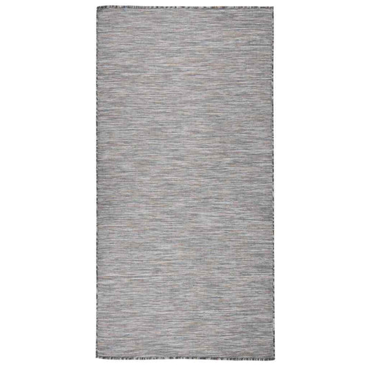 vidaXL Outdoor Flatweave Rug 100x200 cm Brown and Blue