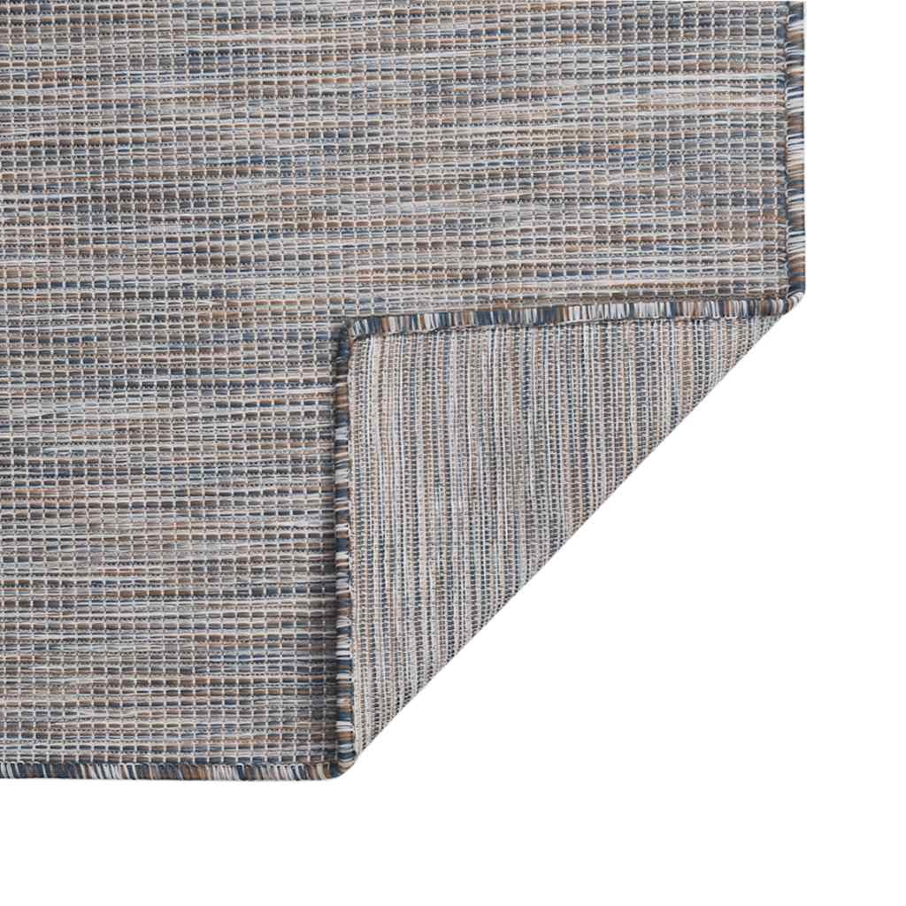 vidaXL Outdoor Flatweave Rug 100x200 cm Brown and Blue