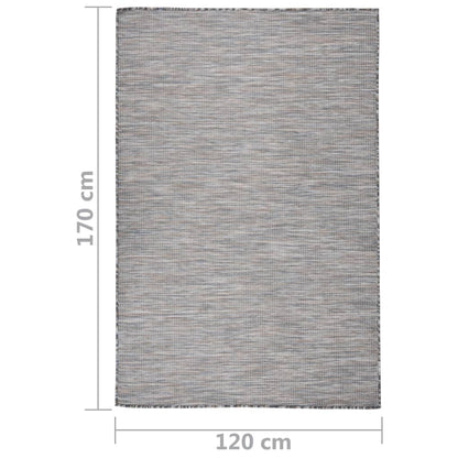 vidaXL Outdoor Flatweave Rug 120x170 cm Brown and Blue