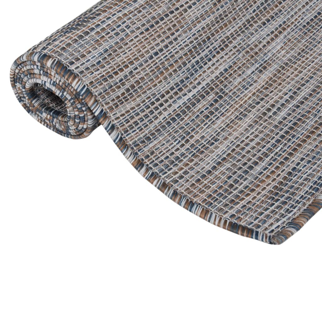 vidaXL Outdoor Flatweave Rug 140x200 cm Brown and Blue