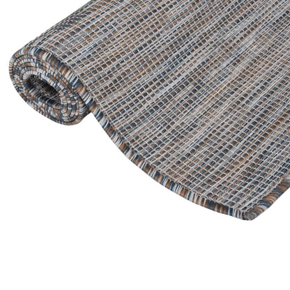 vidaXL Outdoor Flatweave Rug 140x200 cm Brown and Blue