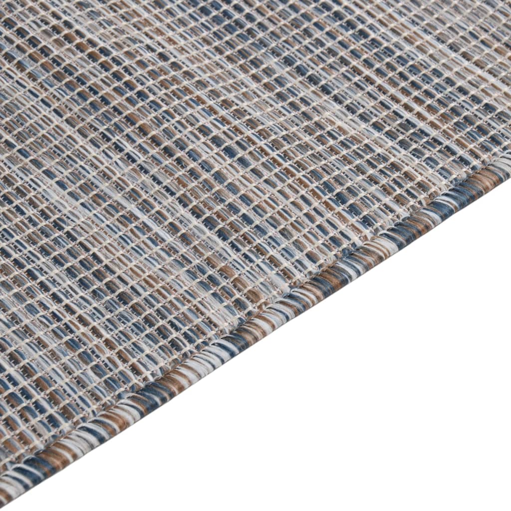 vidaXL Outdoor Flatweave Rug 140x200 cm Brown and Blue