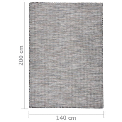 vidaXL Outdoor Flatweave Rug 140x200 cm Brown and Blue
