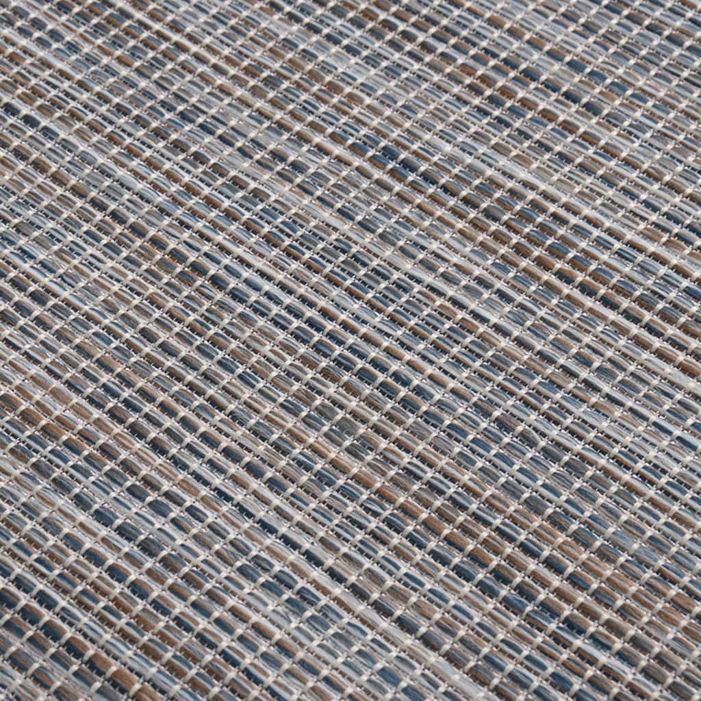 vidaXL Outdoor Flatweave Rug 160x230 cm Brown and Blue