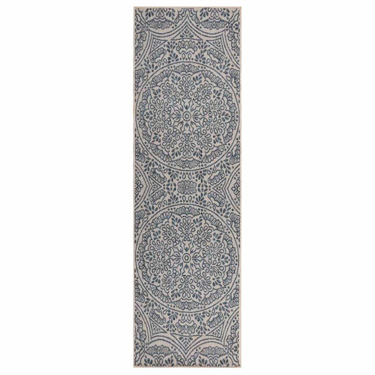 vidaXL Outdoor Flatweave Rug 80x250 cm Blue Pattern