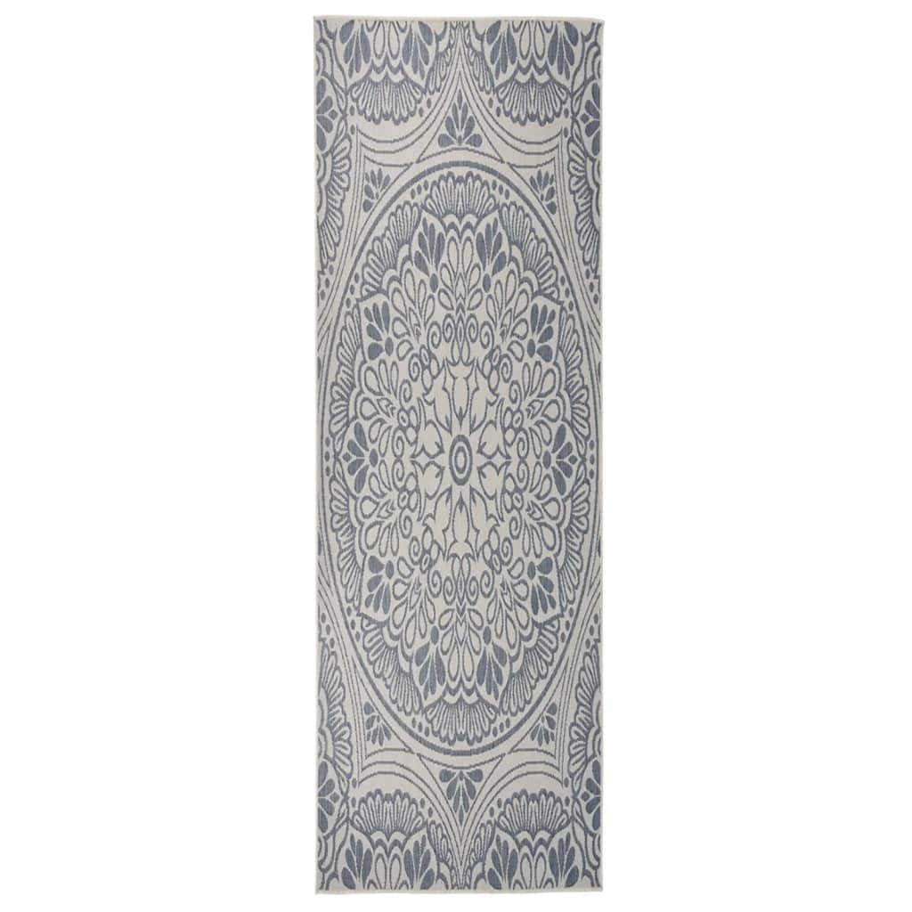 vidaXL Outdoor Flatweave Rug 80x250 cm Blue Pattern