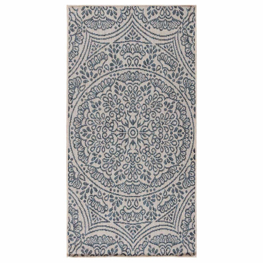 vidaXL Outdoor Flatweave Rug 100x200 cm Blue Pattern
