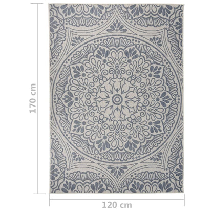 vidaXL Outdoor Flatweave Rug 120x170 cm Blue Pattern