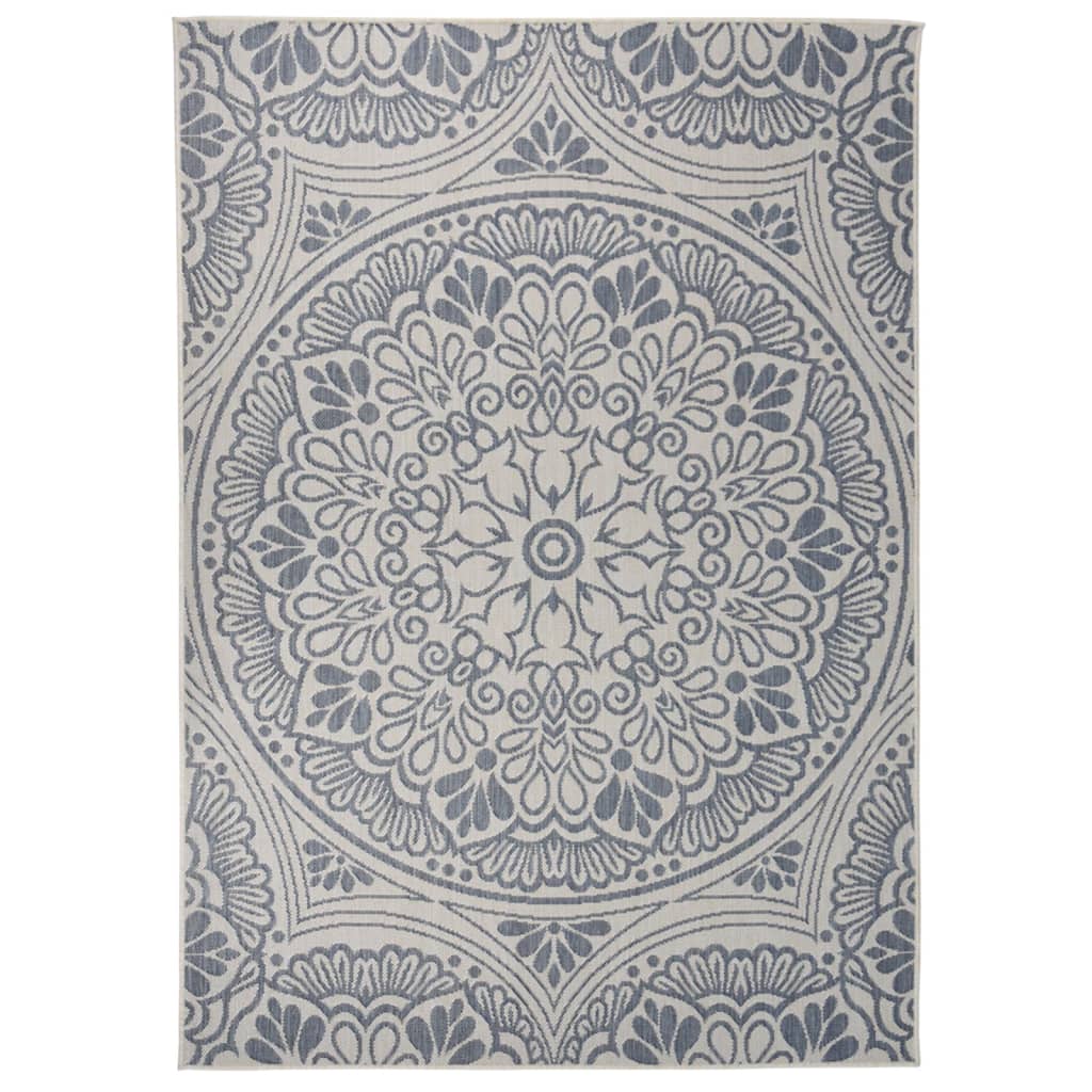 vidaXL Outdoor Flatweave Rug 140x200 cm Blue Pattern