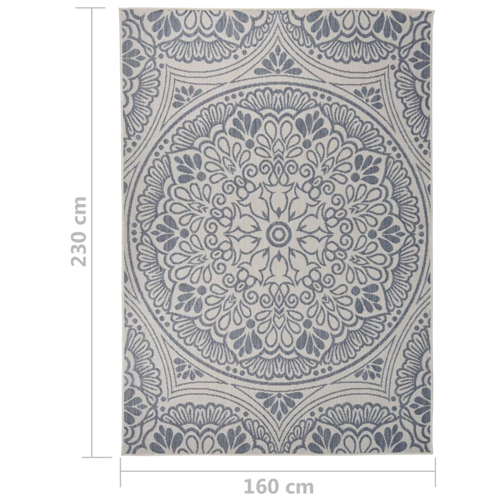vidaXL Outdoor Flatweave Rug 160x230 cm Blue Pattern