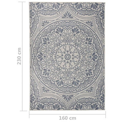 vidaXL Outdoor Flatweave Rug 160x230 cm Blue Pattern