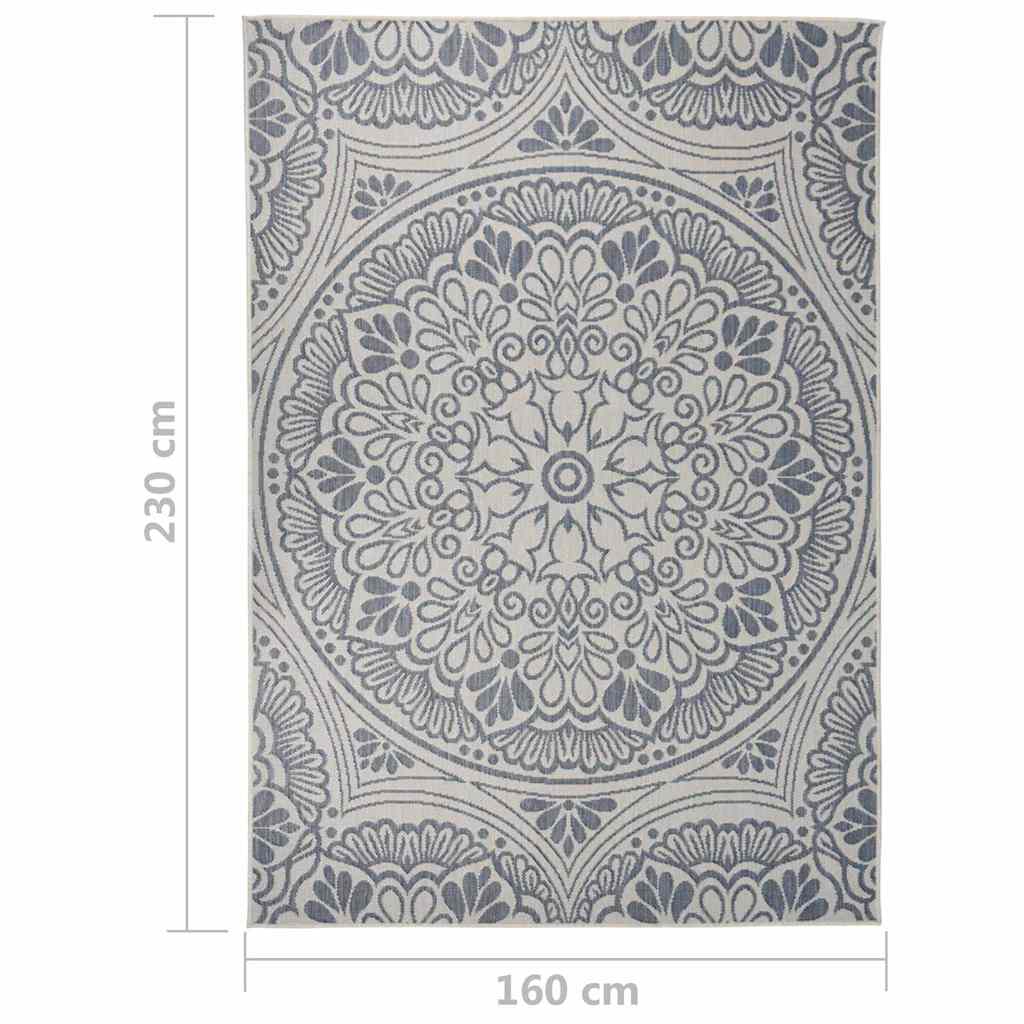 vidaXL Outdoor Flatweave Rug 160x230 cm Blue Pattern