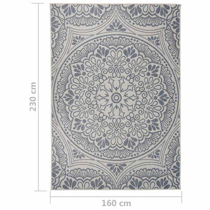 vidaXL Outdoor Flatweave Rug 160x230 cm Blue Pattern