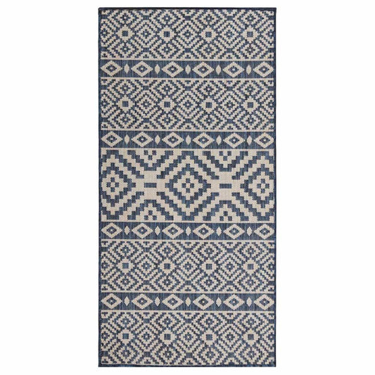 vidaXL Outdoor Flatweave Rug 80x150 cm Blue Stripes