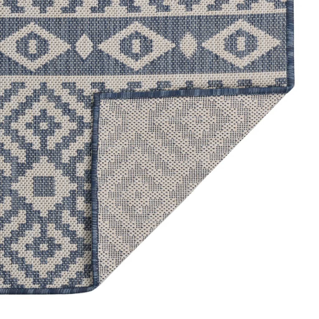 vidaXL Outdoor Flatweave Rug 80x150 cm Blue Stripes