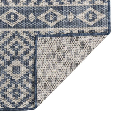 vidaXL Outdoor Flatweave Rug 80x150 cm Blue Stripes