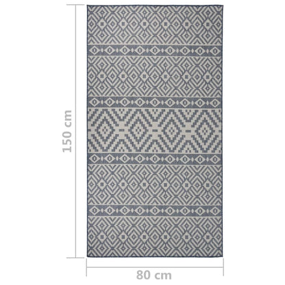 vidaXL Outdoor Flatweave Rug 80x150 cm Blue Stripes
