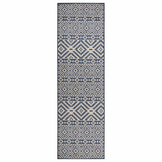 vidaXL Outdoor Flatweave Rug 80x250 cm Blue Stripes