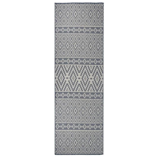 vidaXL Outdoor Flatweave Rug 80x250 cm Blue Stripes