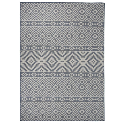 vidaXL Outdoor Flatweave Rug 120x170 cm Blue Stripes