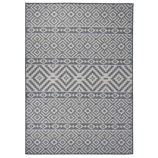 vidaXL Outdoor Flatweave Rug 120x170 cm Blue Stripes