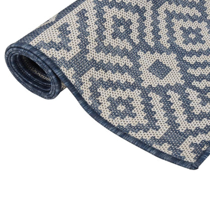 vidaXL Outdoor Flatweave Rug 120x170 cm Blue Stripes