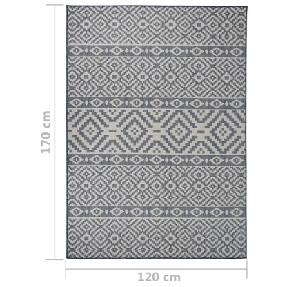 vidaXL Outdoor Flatweave Rug 120x170 cm Blue Stripes