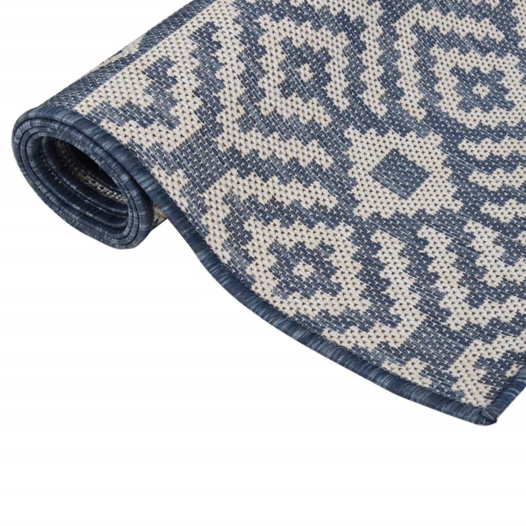 vidaXL Outdoor Flatweave Rug 140x200 cm Blue Stripes