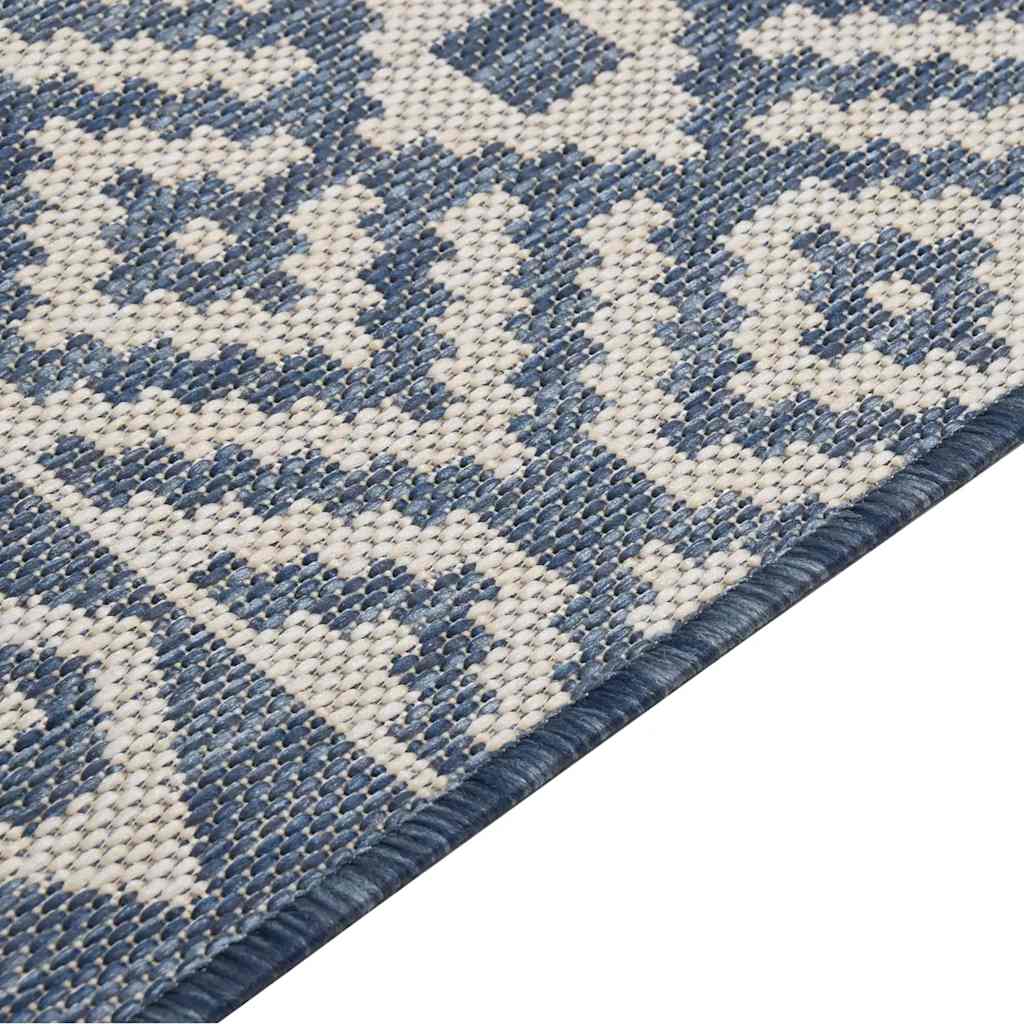 vidaXL Outdoor Flatweave Rug 140x200 cm Blue Stripes