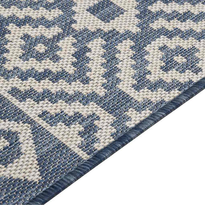 vidaXL Outdoor Flatweave Rug 140x200 cm Blue Stripes