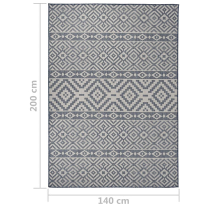 vidaXL Outdoor Flatweave Rug 140x200 cm Blue Stripes